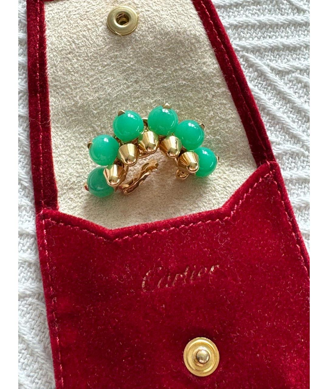 CARTIER Зеленые серьги из желтого золота, фото 3