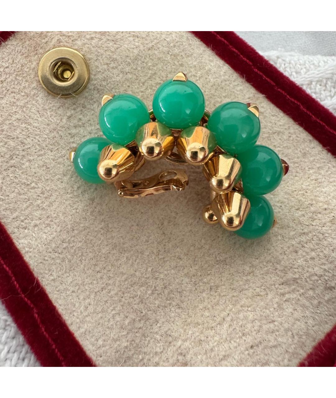 CARTIER Зеленые серьги из желтого золота, фото 2