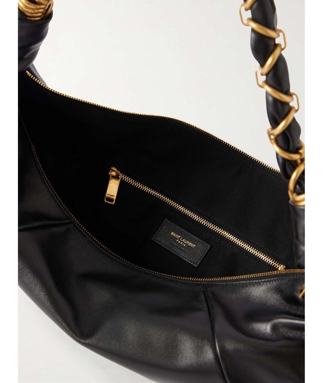 SAINT LAURENT Черная кожаная сумка с короткими ручками, фото 6