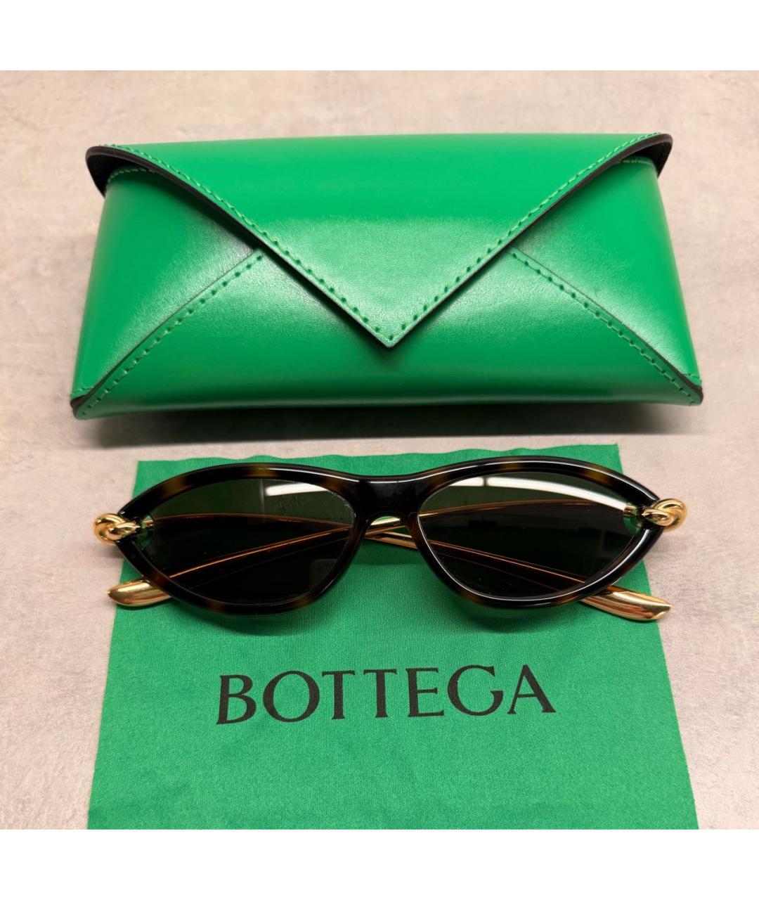 BOTTEGA VENETA Коричневые пластиковые солнцезащитные очки, фото 4