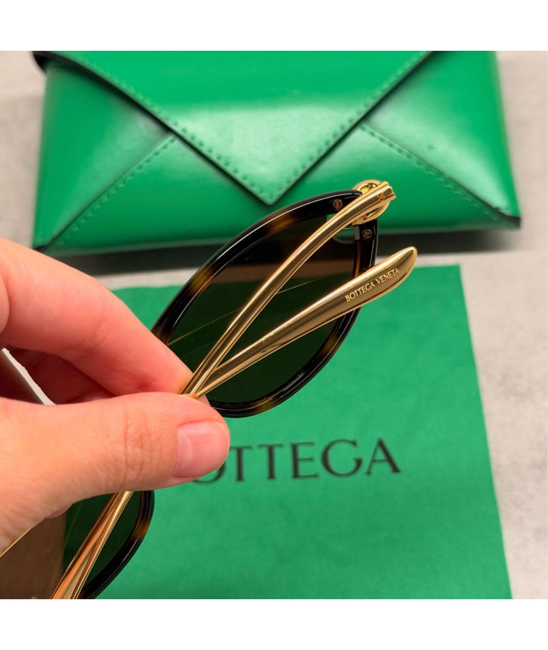 BOTTEGA VENETA Коричневые пластиковые солнцезащитные очки, фото 3
