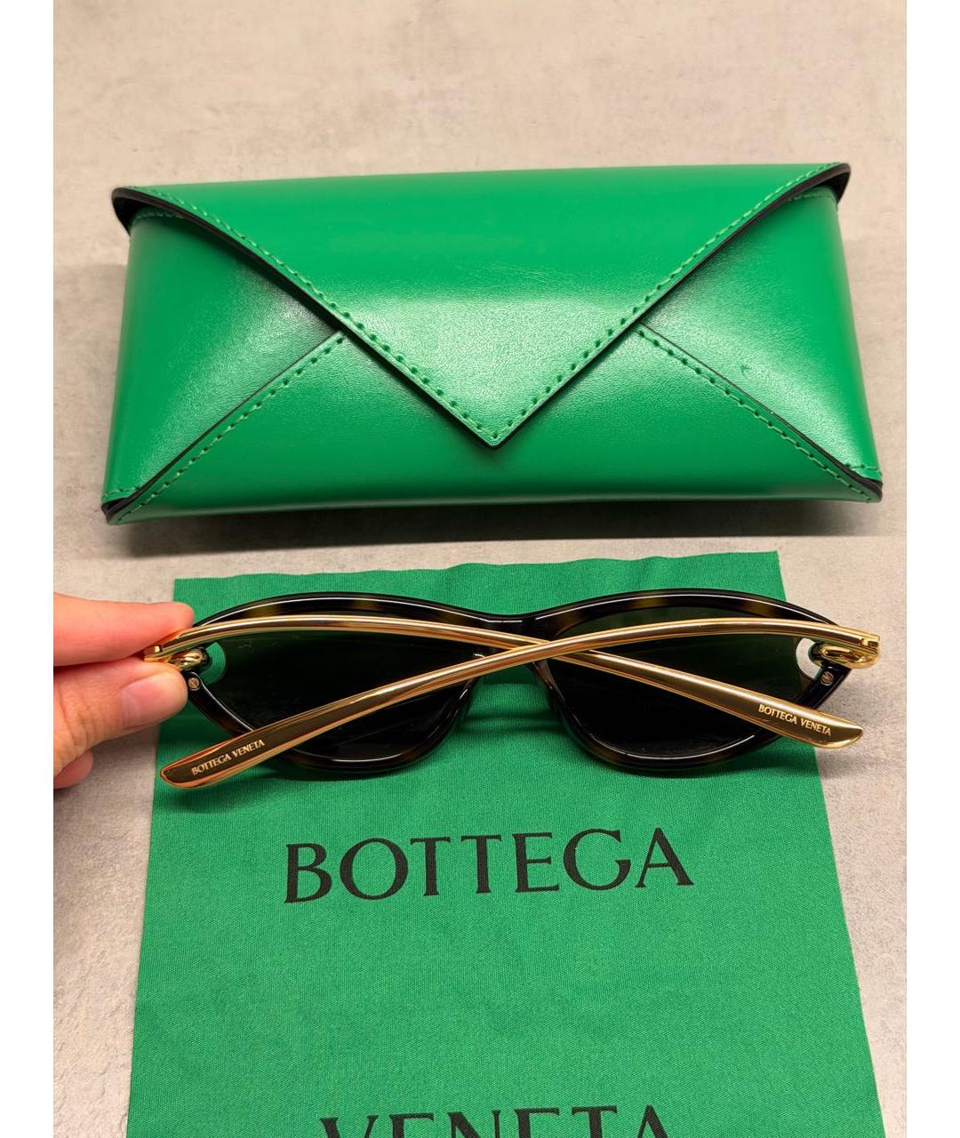 BOTTEGA VENETA Коричневые пластиковые солнцезащитные очки, фото 5