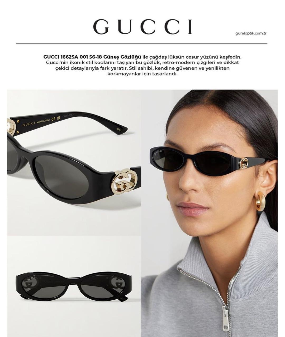 GUCCI Черные пластиковые солнцезащитные очки, фото 8