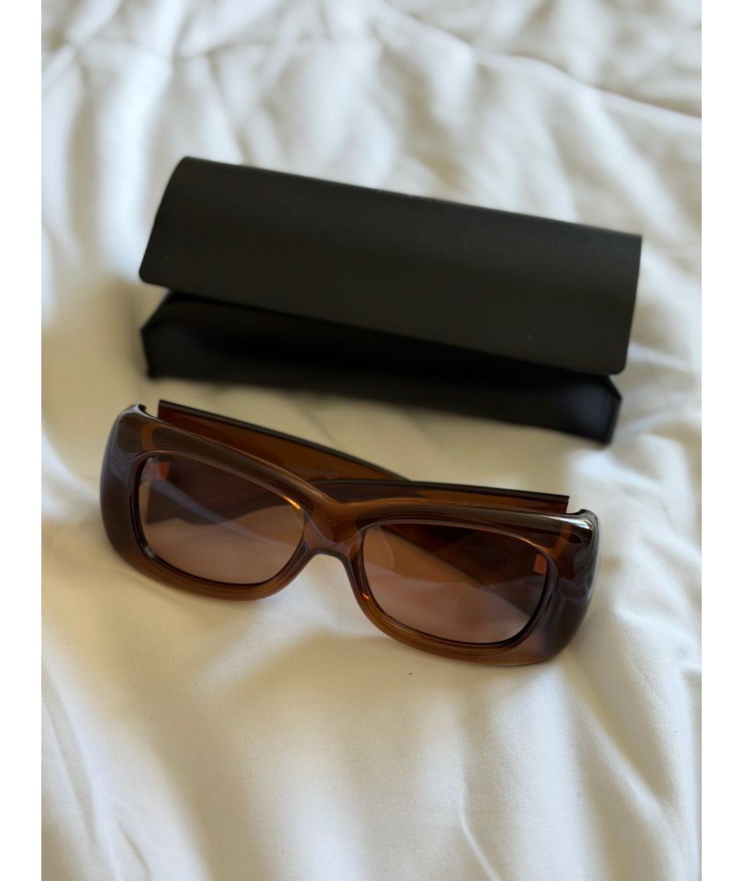 SAINT LAURENT Коричневые пластиковые солнцезащитные очки, фото 3