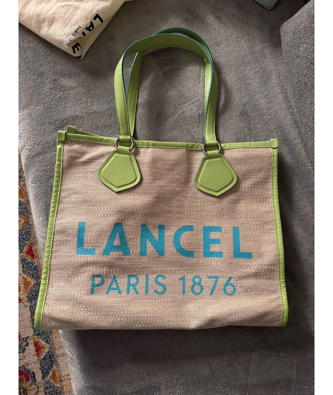 LANCEL Бежевая хлопковая сумка тоут, фото 5