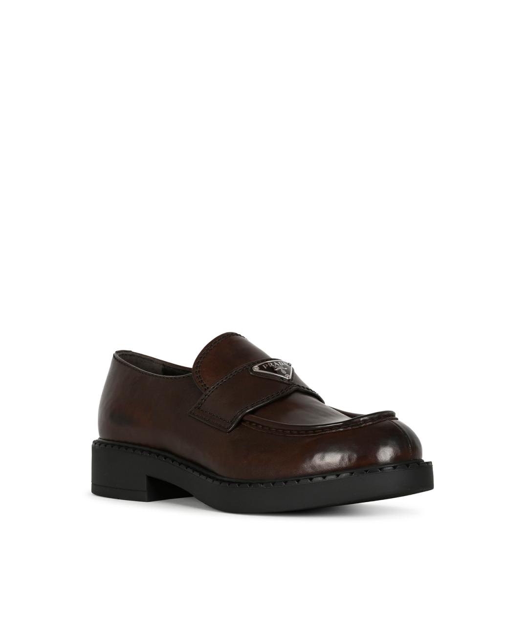 PRADA Коричневые кожаные лоферы, фото 4