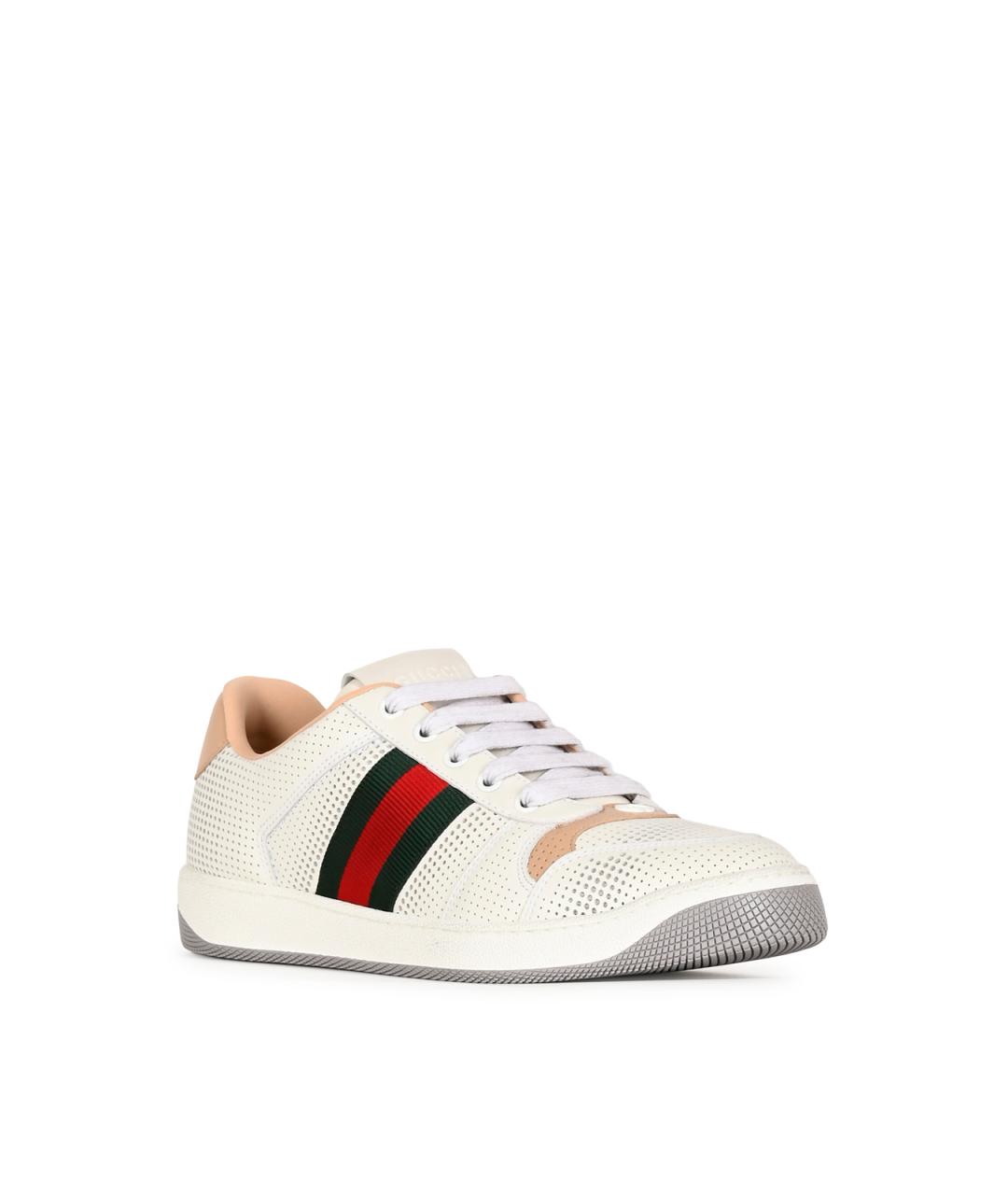 GUCCI Белые кожаные кеды, фото 4