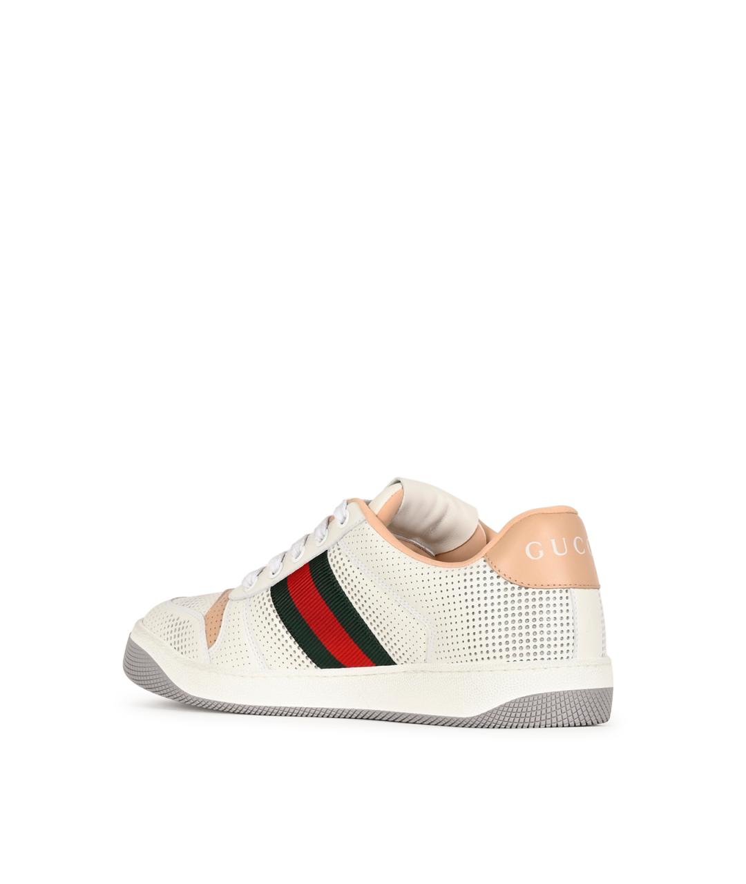 GUCCI Белые кожаные кеды, фото 5