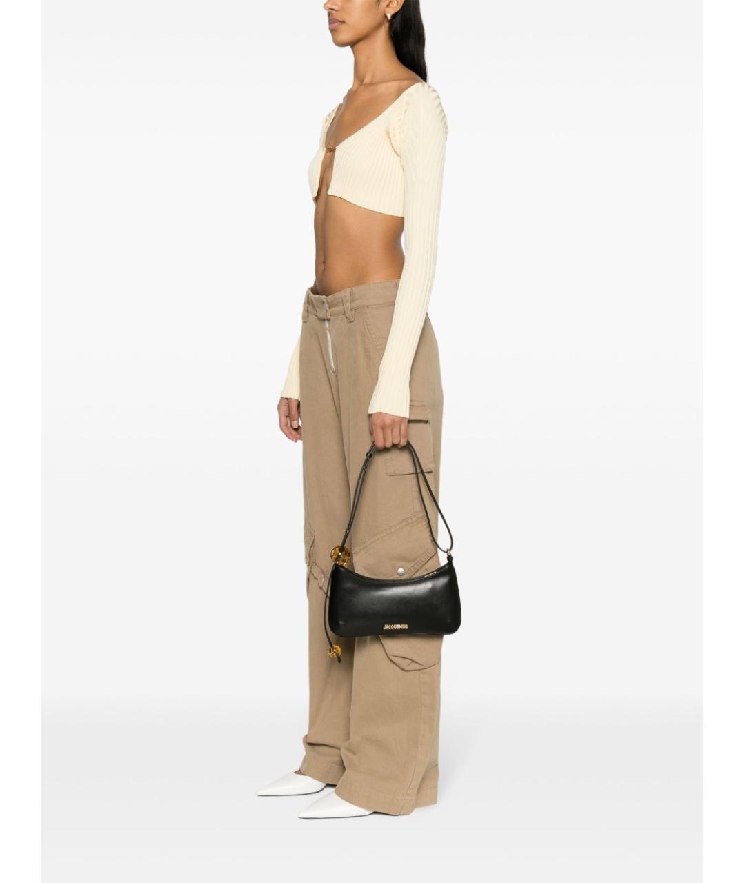 JACQUEMUS Черная кожаная сумка через плечо, фото 3