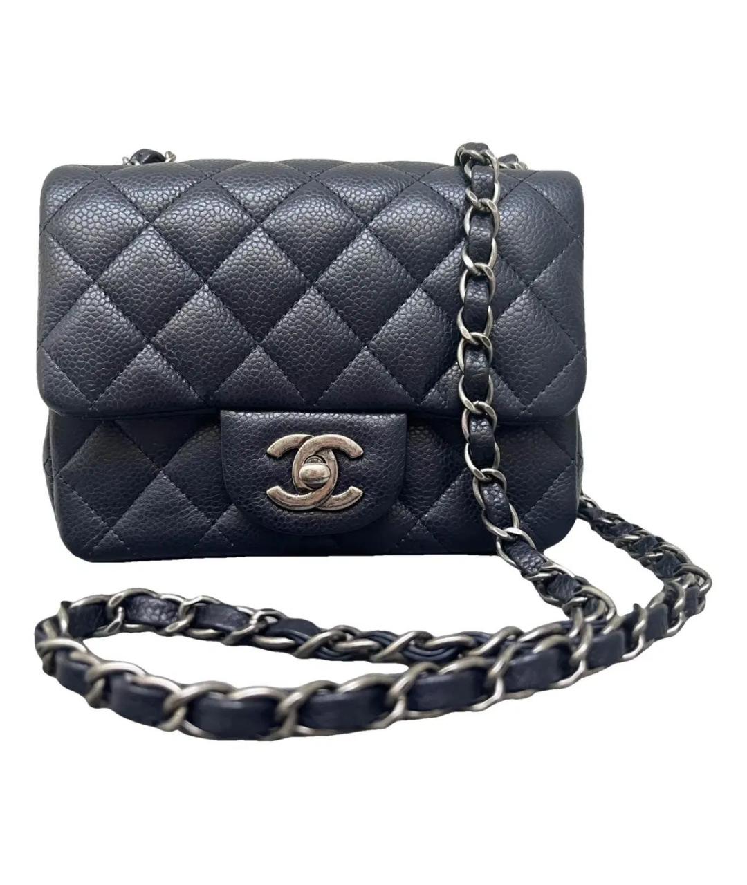 CHANEL Темно-синяя кожаная сумка через плечо, фото 1