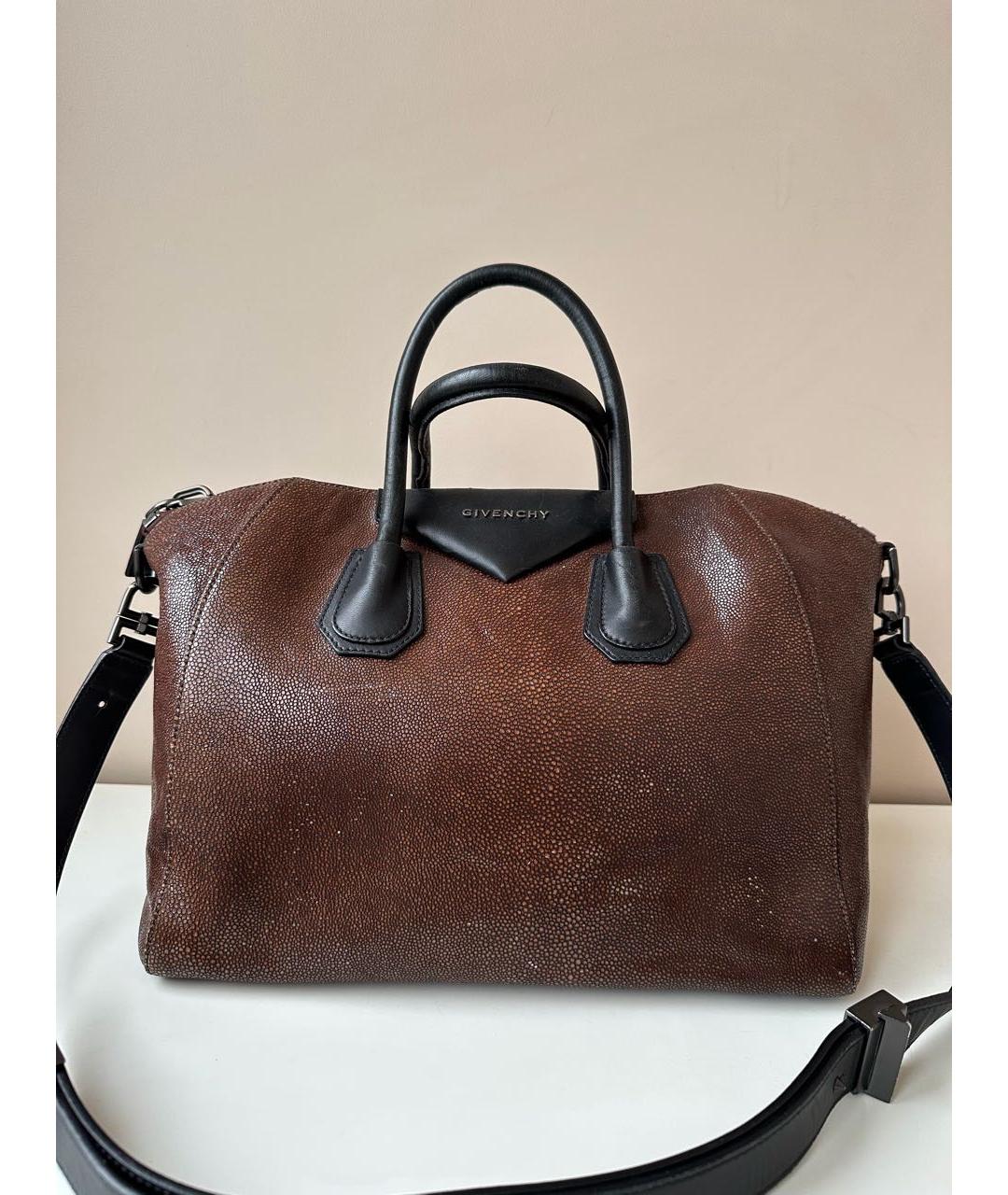 GIVENCHY Коричневая кожаная сумка с короткими ручками, фото 2
