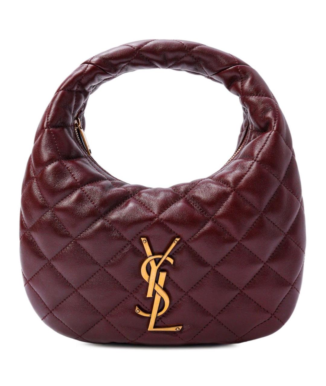 SAINT LAURENT Бордовая кожаная сумка с короткими ручками, фото 9