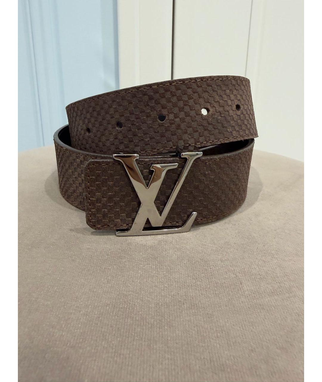 LOUIS VUITTON Коричневый кожаный ремень, фото 8
