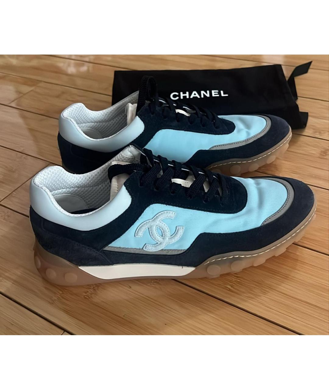 CHANEL Темно-синие замшевые кроссовки, фото 5