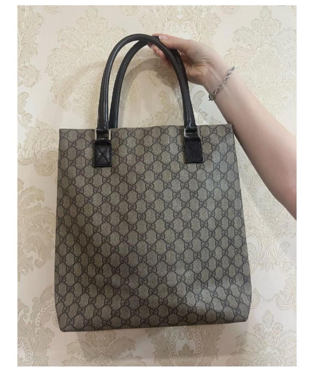 GUCCI Коричневая сумка тоут из канвы, фото 3