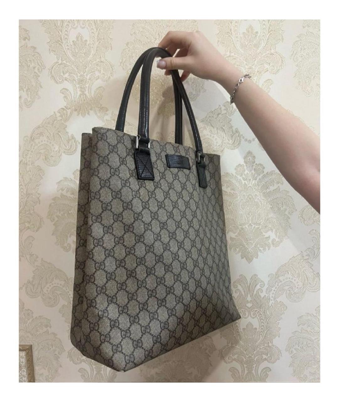 GUCCI Коричневая сумка тоут из канвы, фото 2