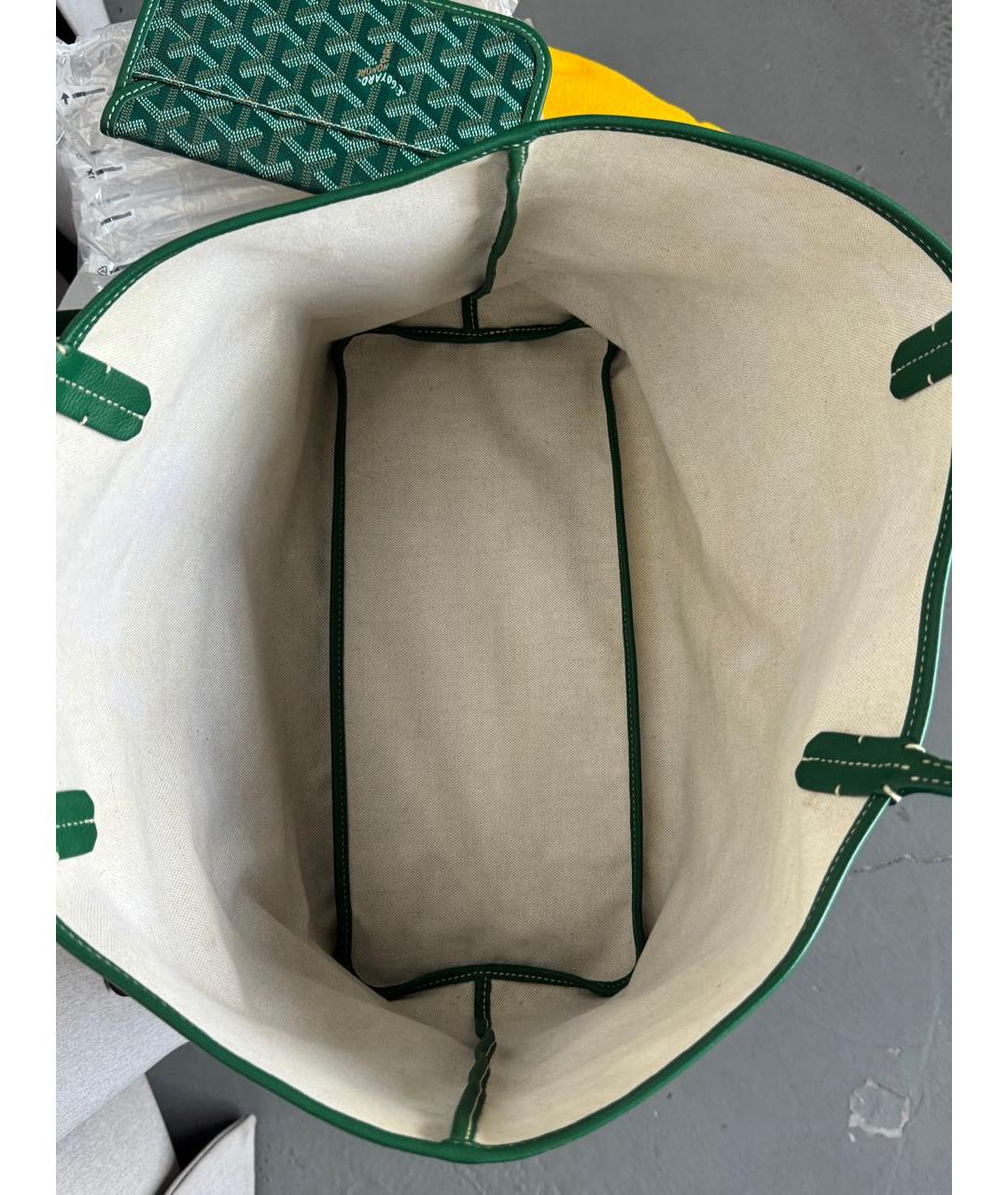GOYARD Зеленая сумка тоут из канвы, фото 4