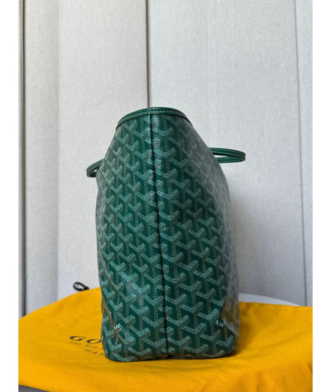GOYARD Зеленая сумка тоут из канвы, фото 6
