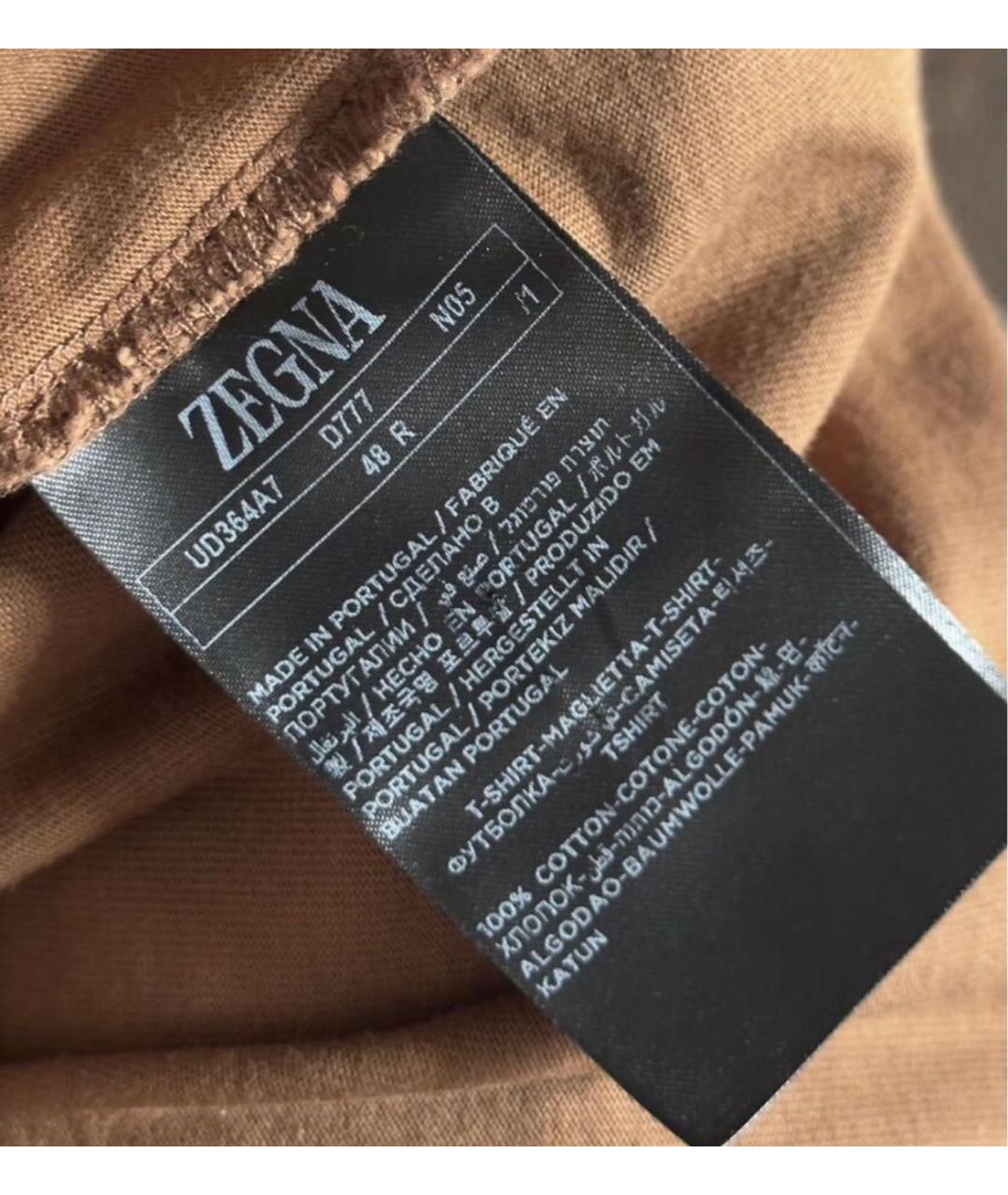 ZEGNA Коричневая хлопковая футболка, фото 8