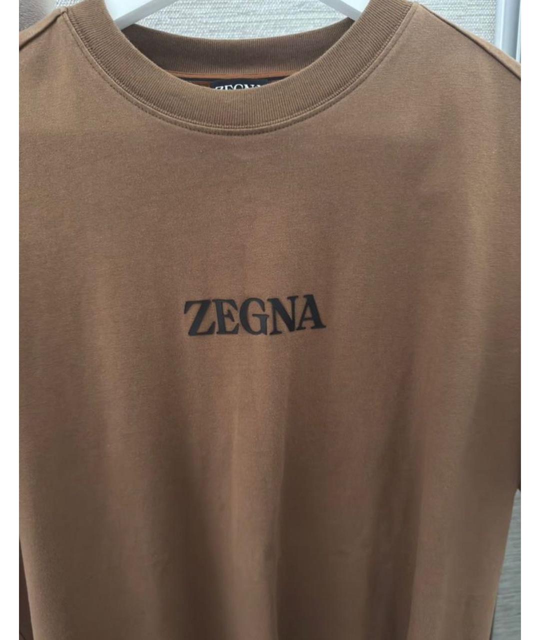 ZEGNA Коричневая хлопковая футболка, фото 3
