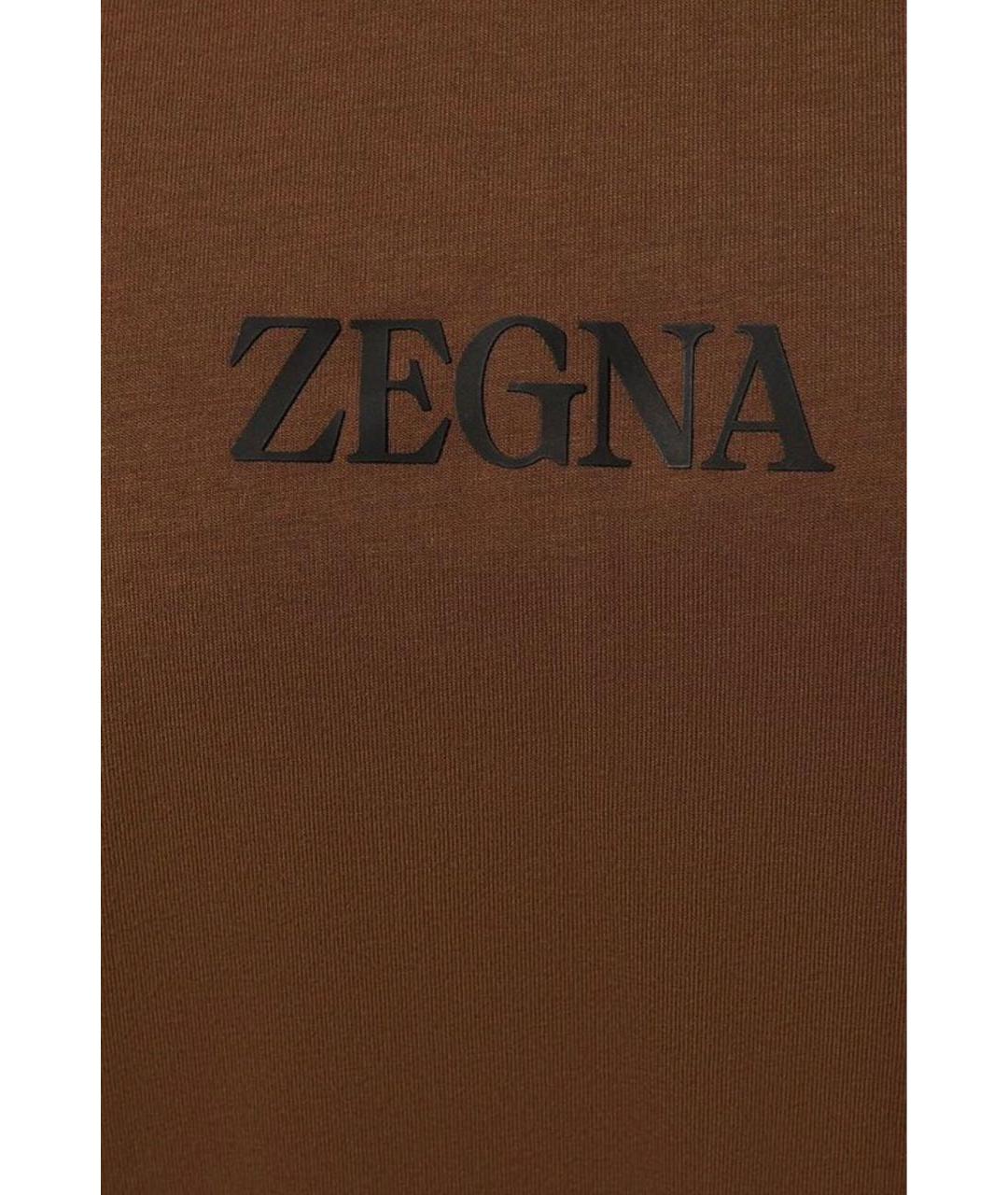 ZEGNA Коричневая хлопковая футболка, фото 4