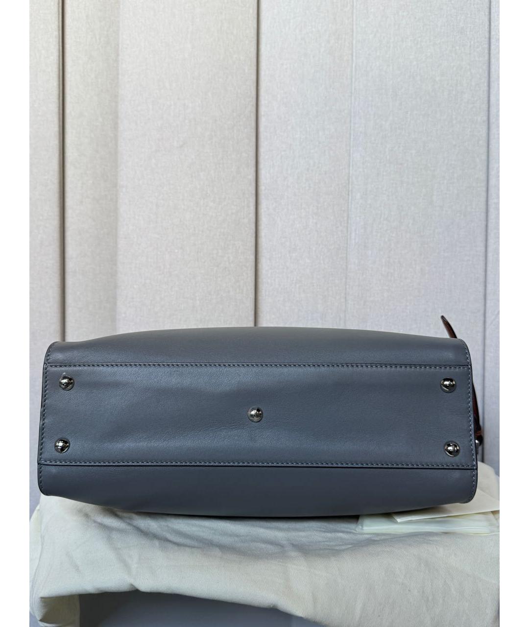 FENDI Серая кожаная сумка тоут, фото 8