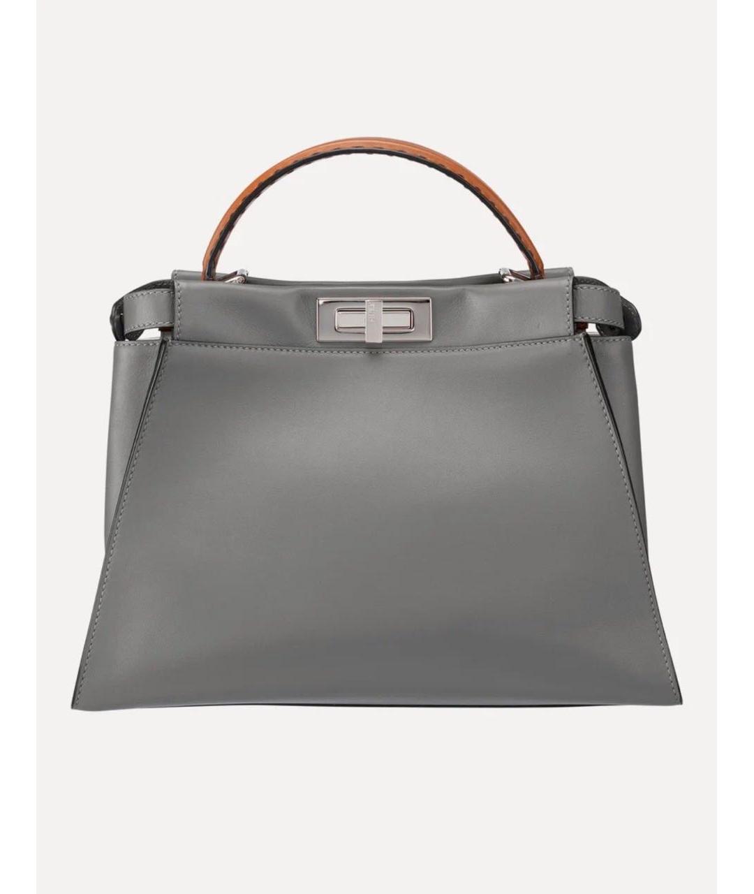 FENDI Серая кожаная сумка тоут, фото 9