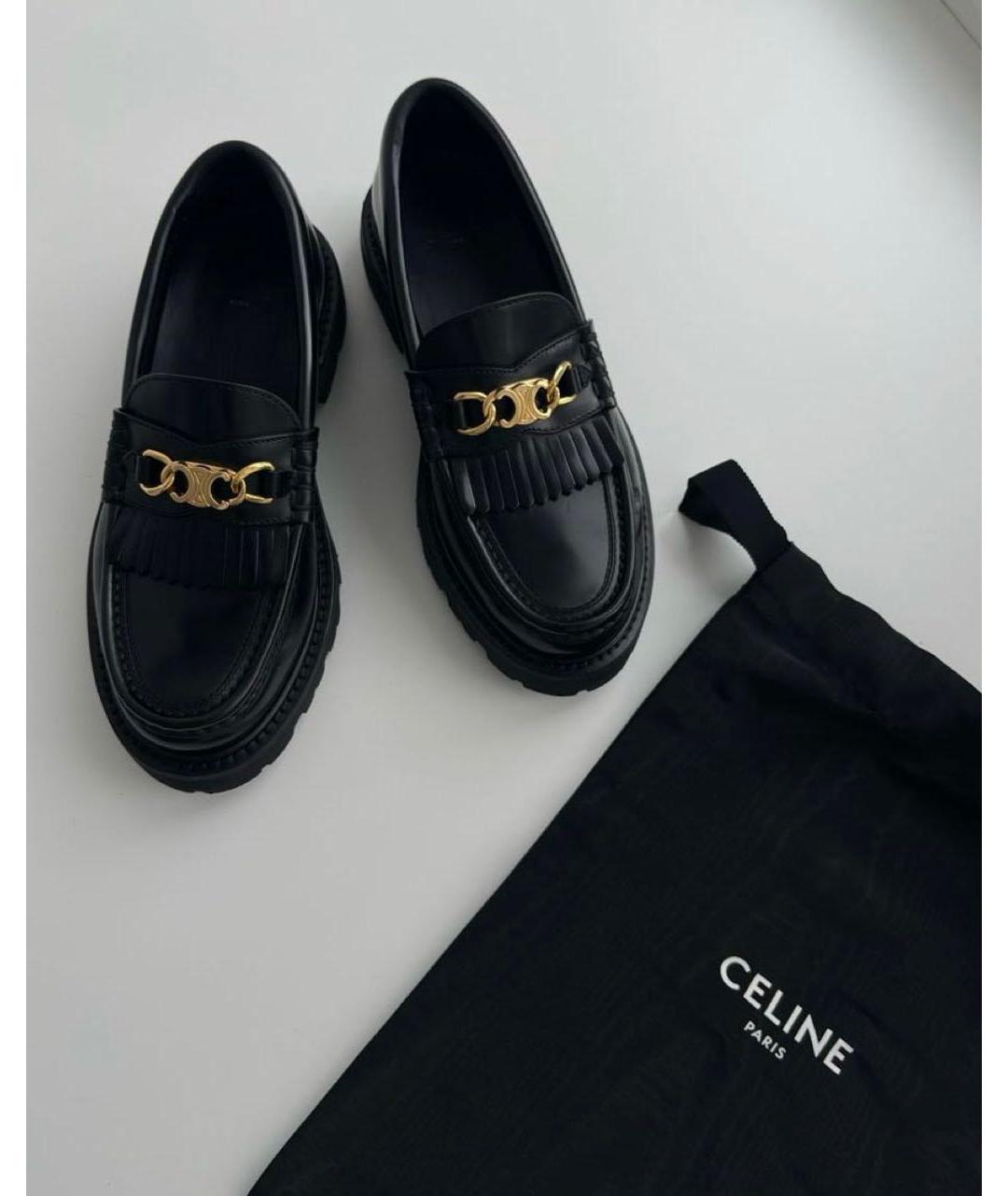 CELINE Черные кожаные лоферы, фото 5