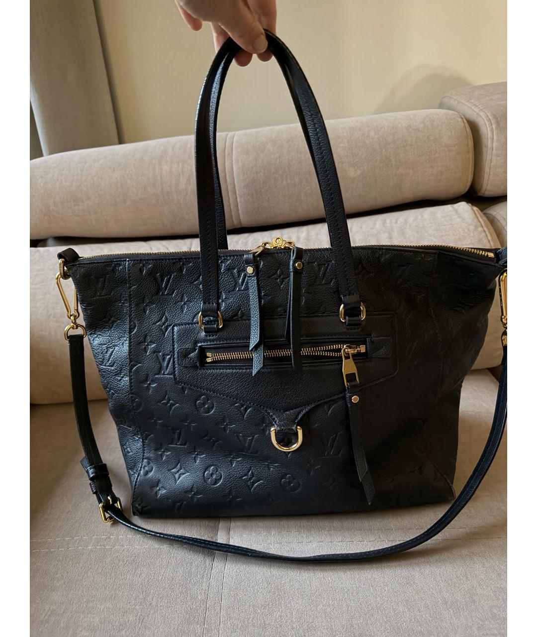 LOUIS VUITTON Темно-синяя кожаная сумка тоут, фото 9