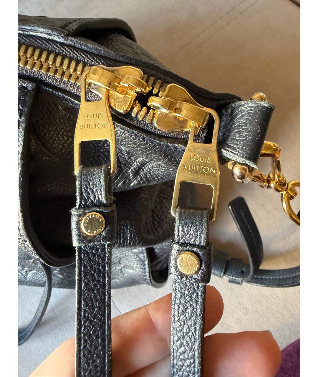 LOUIS VUITTON Темно-синяя кожаная сумка тоут, фото 6