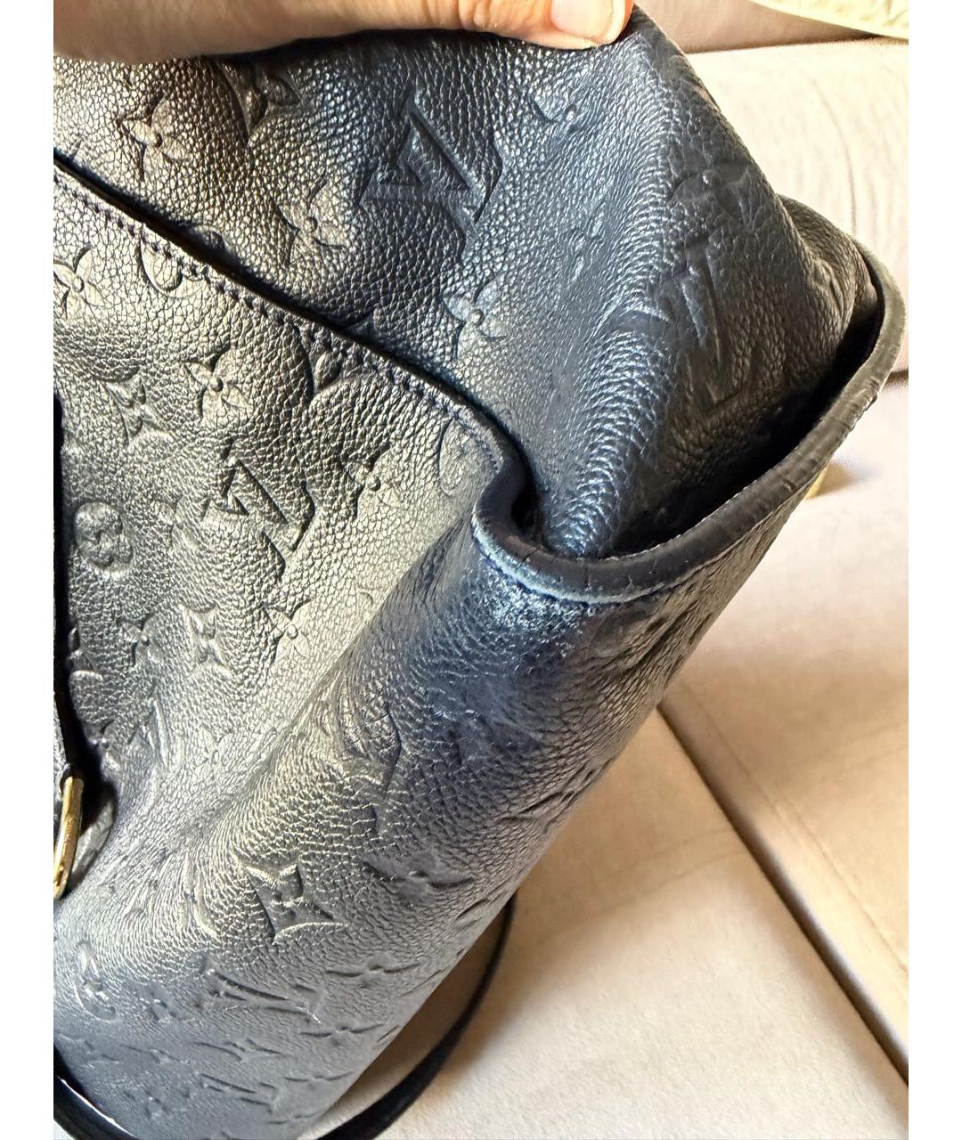 LOUIS VUITTON Темно-синяя кожаная сумка тоут, фото 3