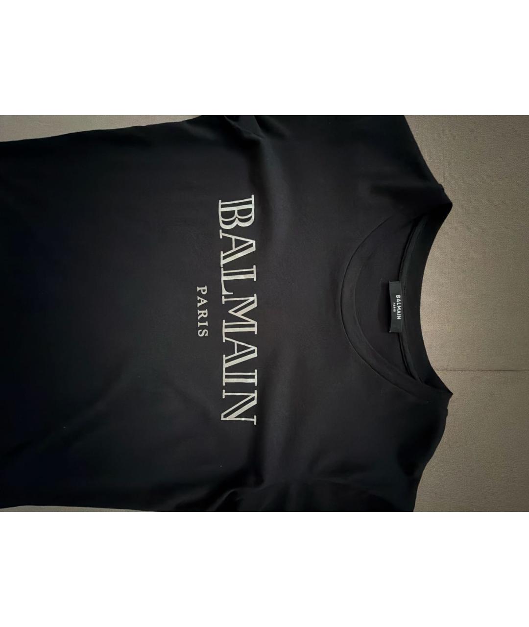 BALMAIN Черная хлопковая футболка, фото 3