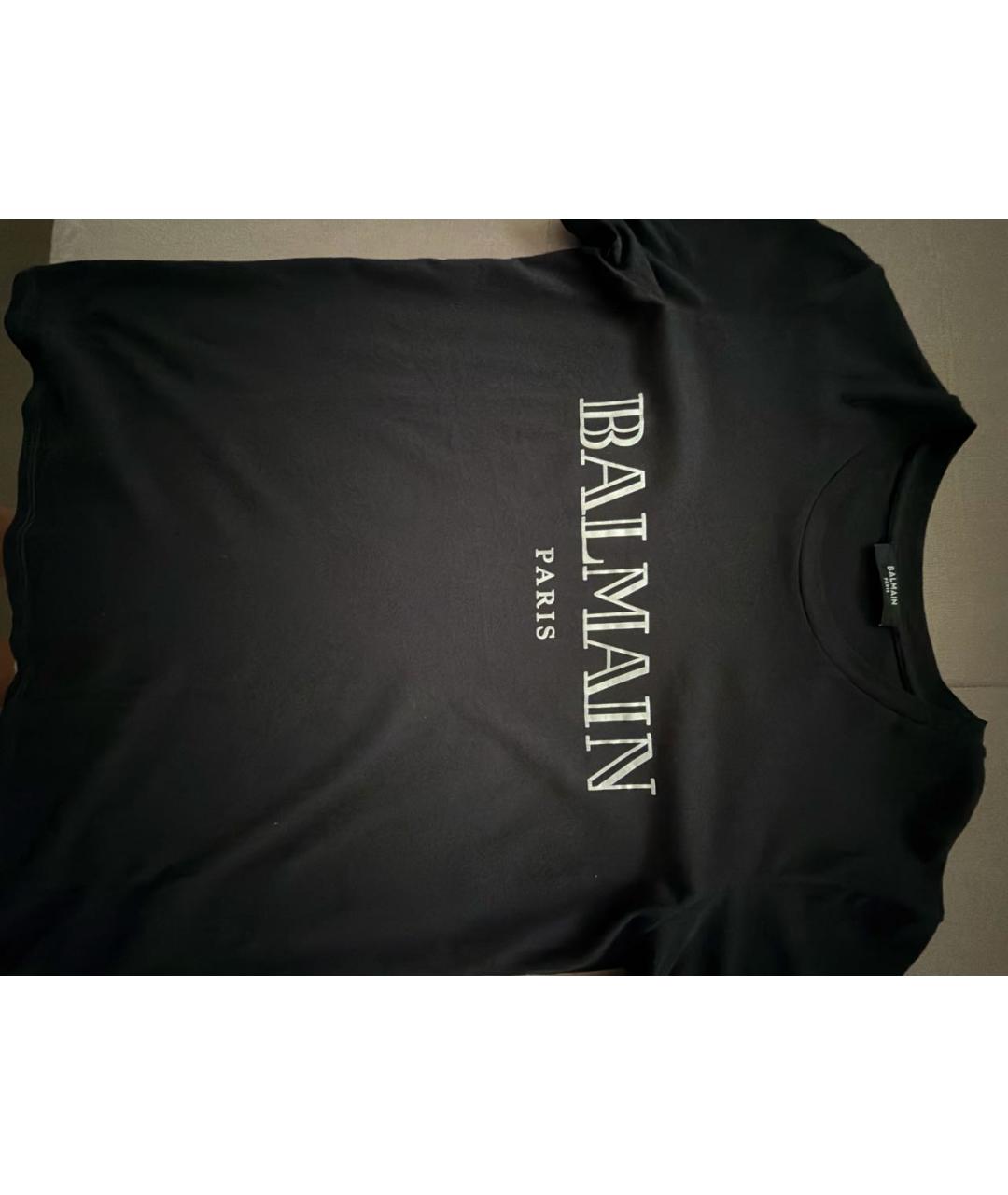 BALMAIN Черная хлопковая футболка, фото 4