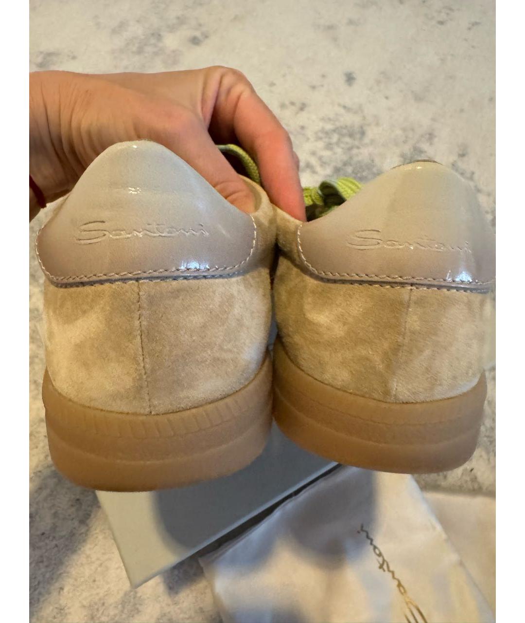 SANTONI Коричневые кожаные кеды, фото 4