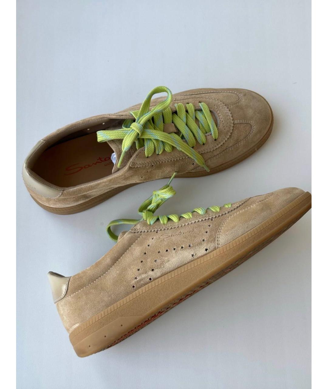 SANTONI Коричневые кожаные кеды, фото 6