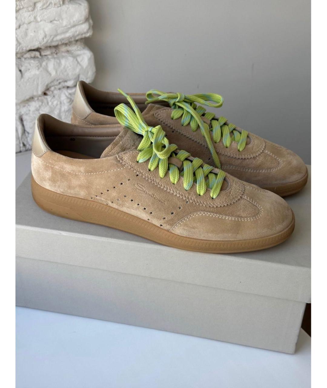 SANTONI Коричневые кожаные кеды, фото 8