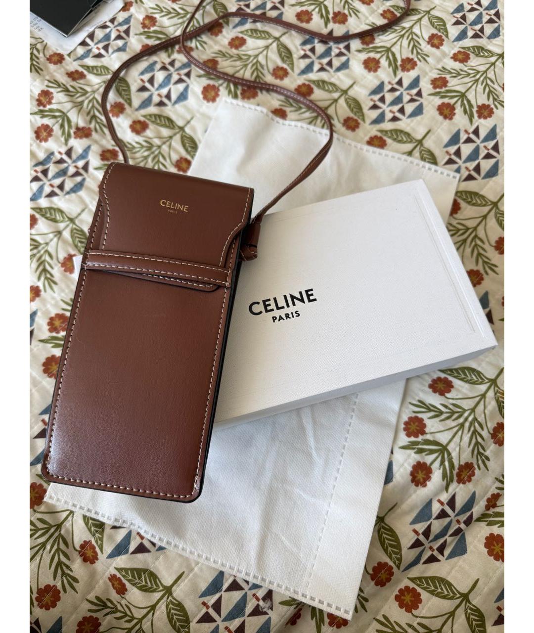 CELINE Коричневая сумка через плечо из искусственной кожи, фото 4