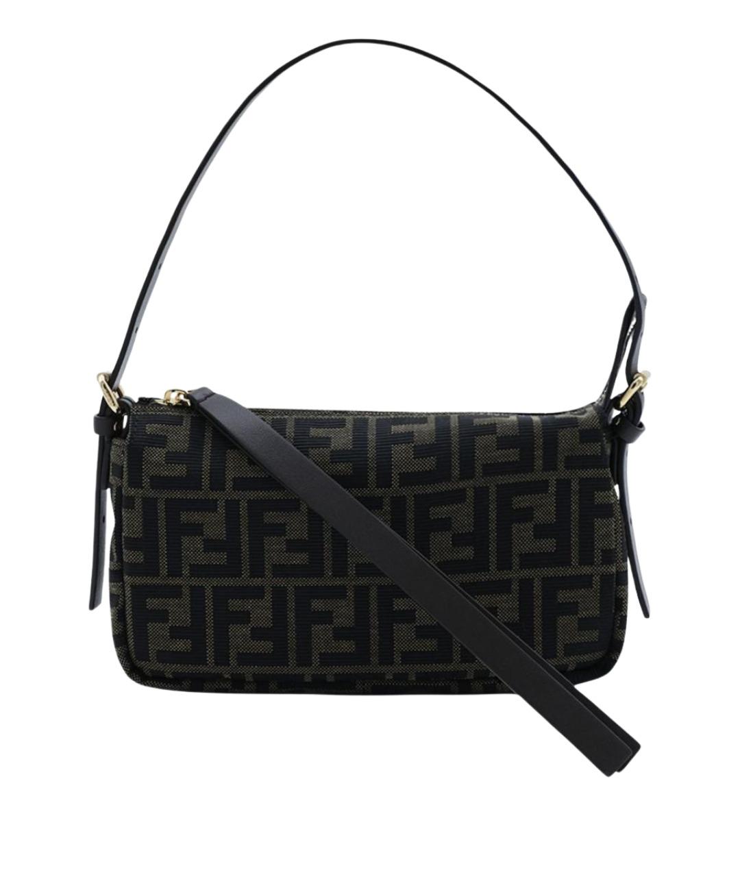FENDI Коричневая жаккардовая сумка через плечо, фото 1