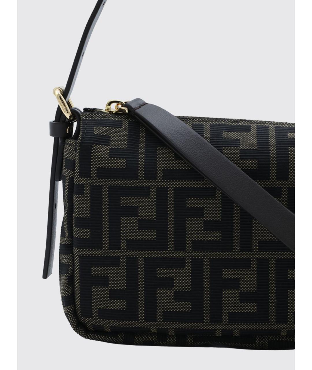 FENDI Коричневая жаккардовая сумка через плечо, фото 3