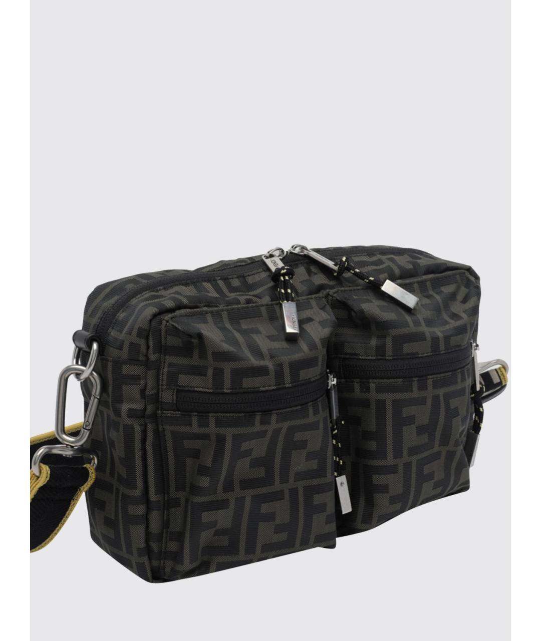 FENDI Коричневая жаккардовая сумка на плечо, фото 3