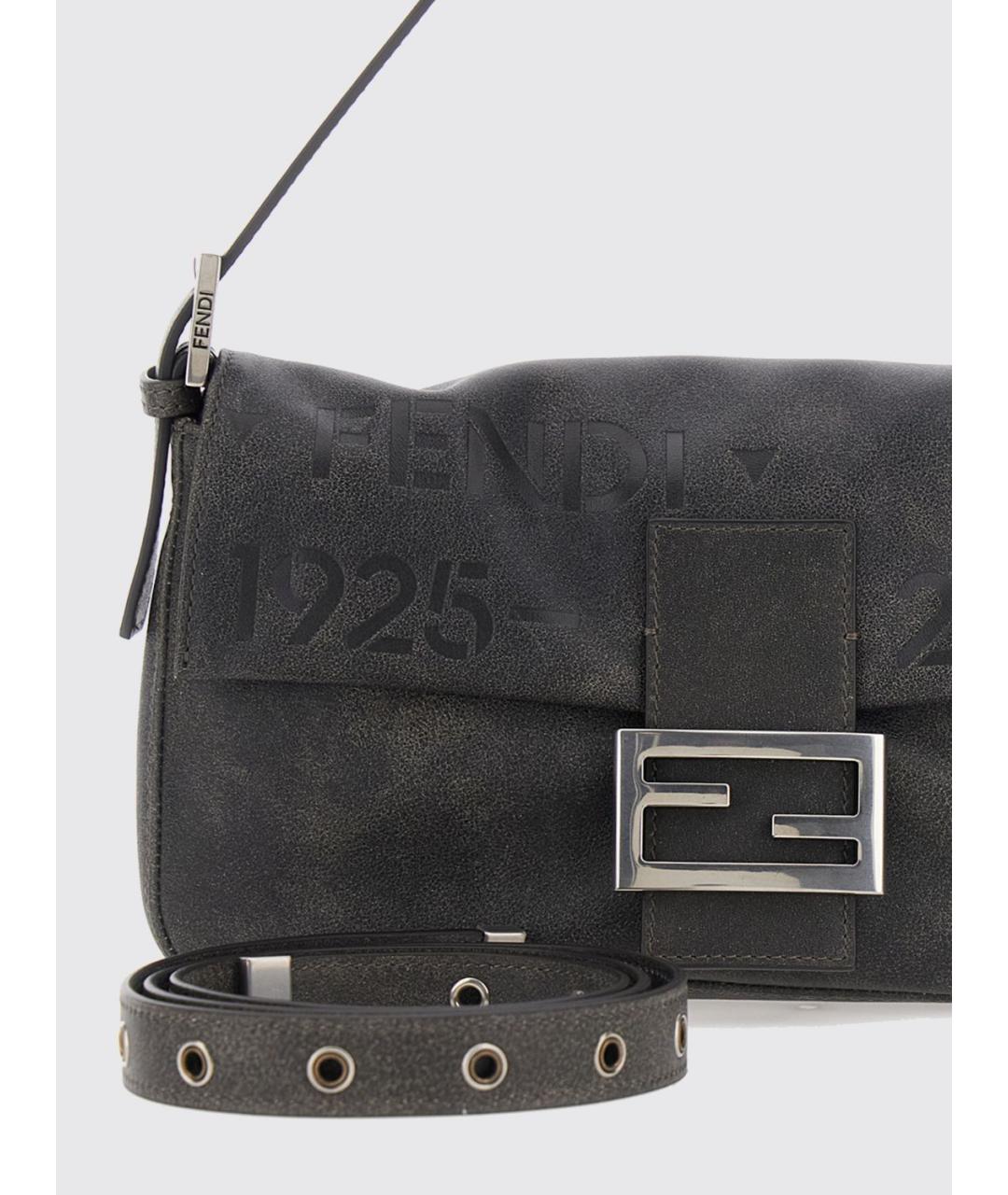 FENDI Антрацитовая замшевая сумка через плечо, фото 3