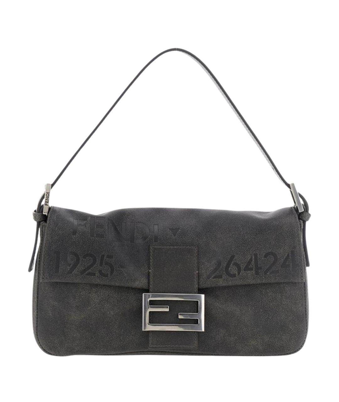 FENDI Антрацитовая замшевая сумка через плечо, фото 1