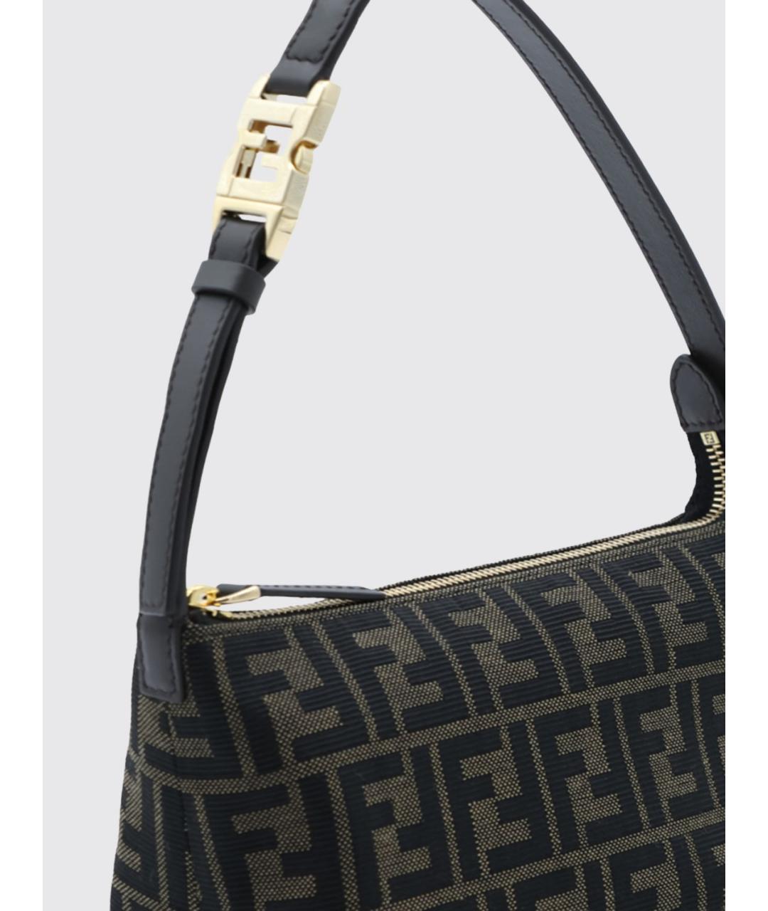 FENDI Коричневая жаккардовая сумка через плечо, фото 3