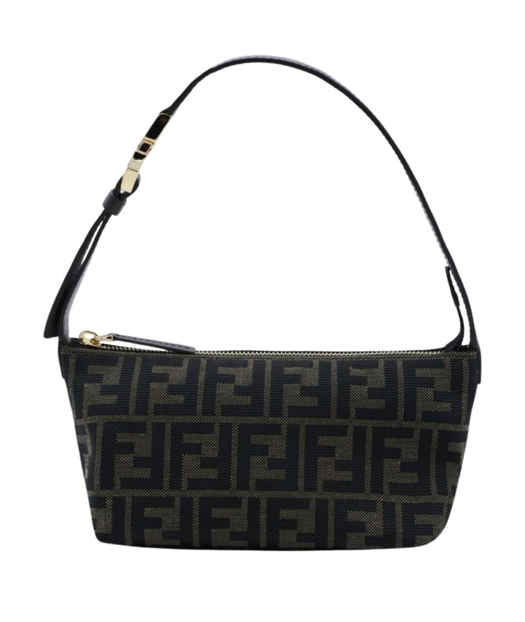 FENDI Коричневая жаккардовая сумка через плечо, фото 1