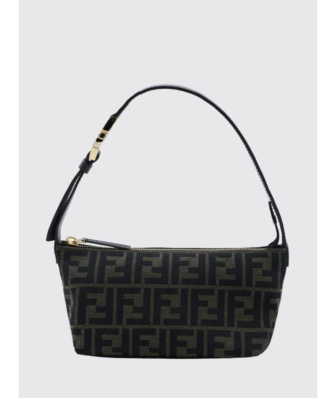 FENDI Коричневая жаккардовая сумка через плечо, фото 4
