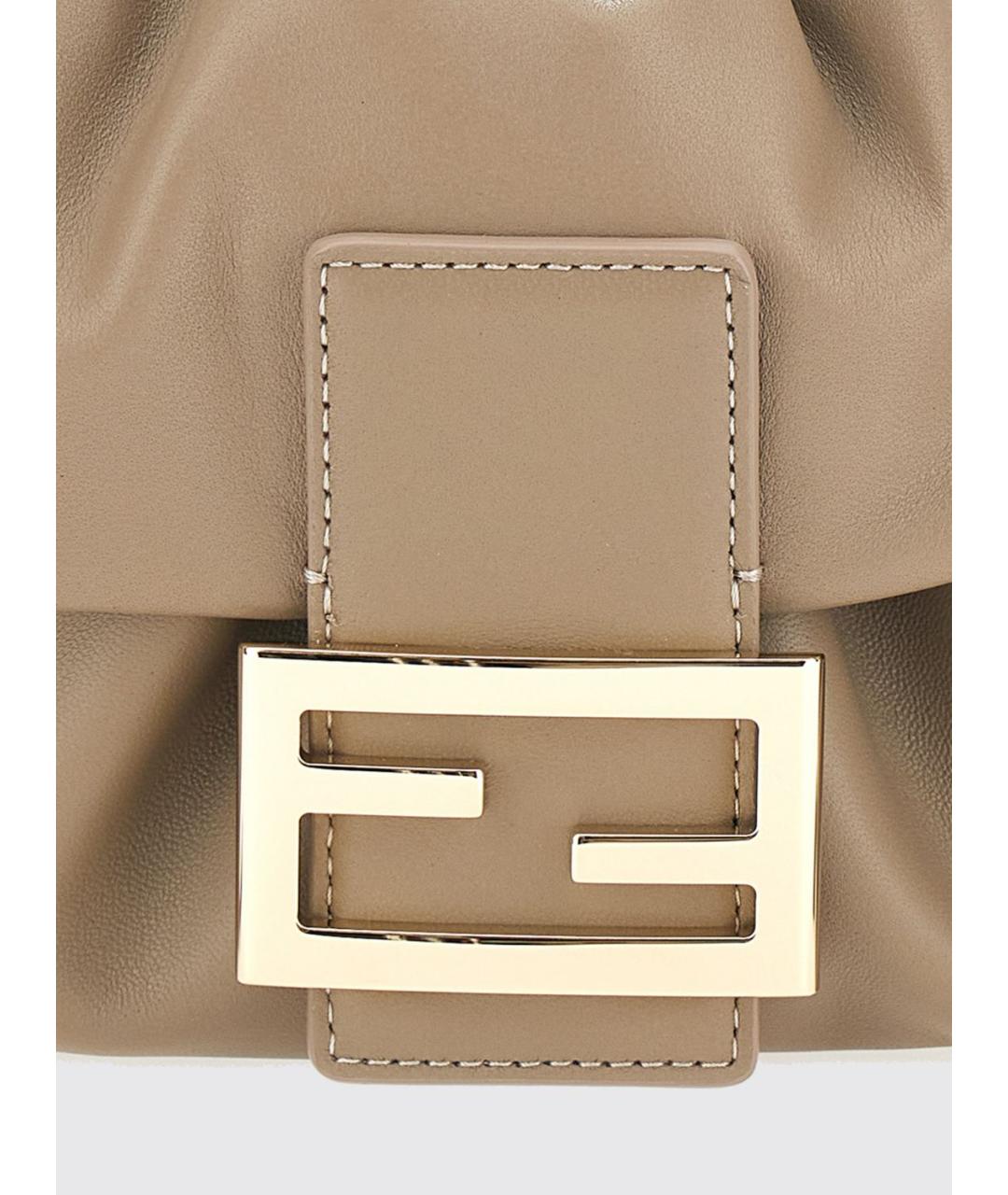 FENDI Бежевая кожаная сумка через плечо, фото 3