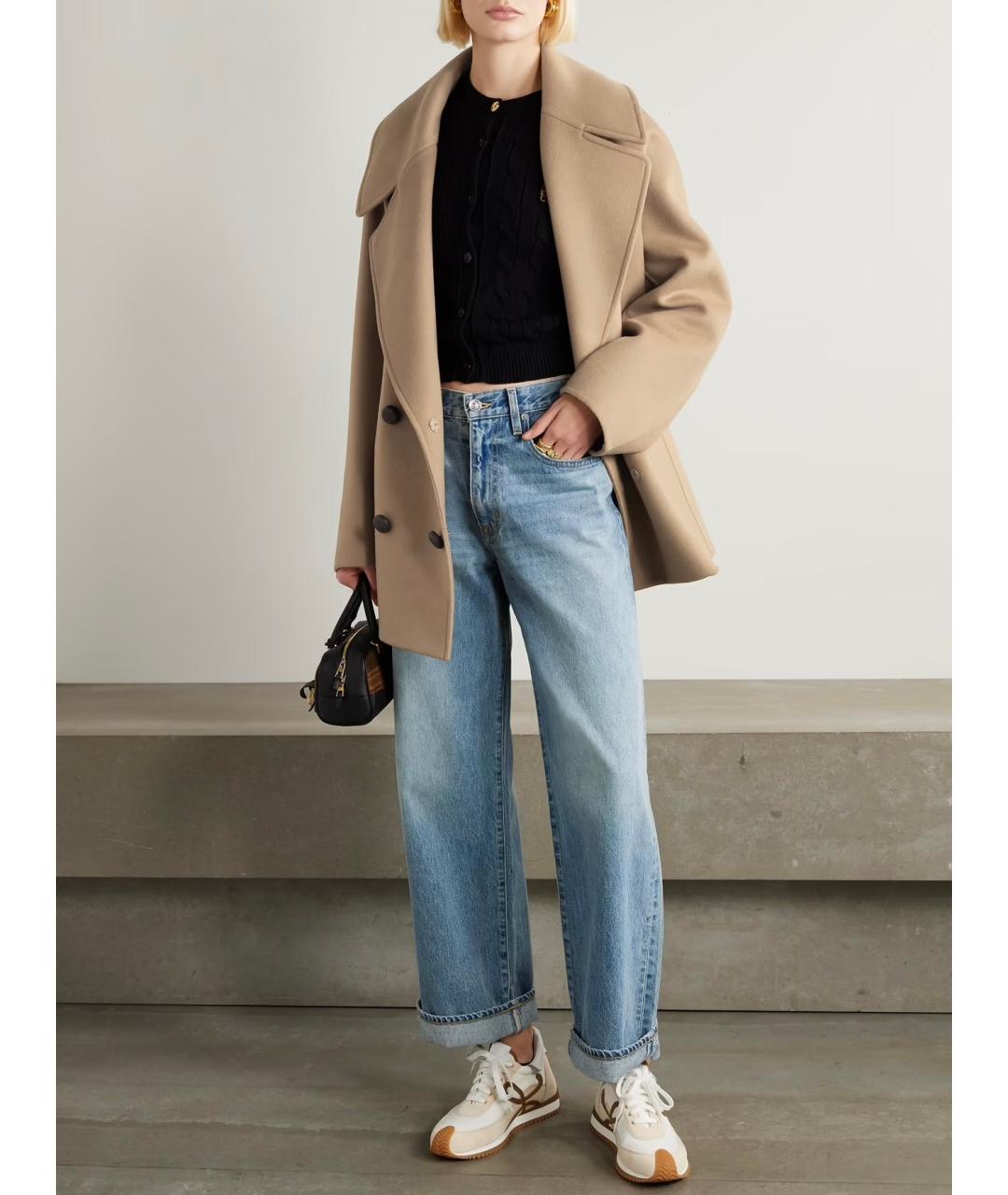 LOEWE Бежевое шерстяное пальто, фото 4