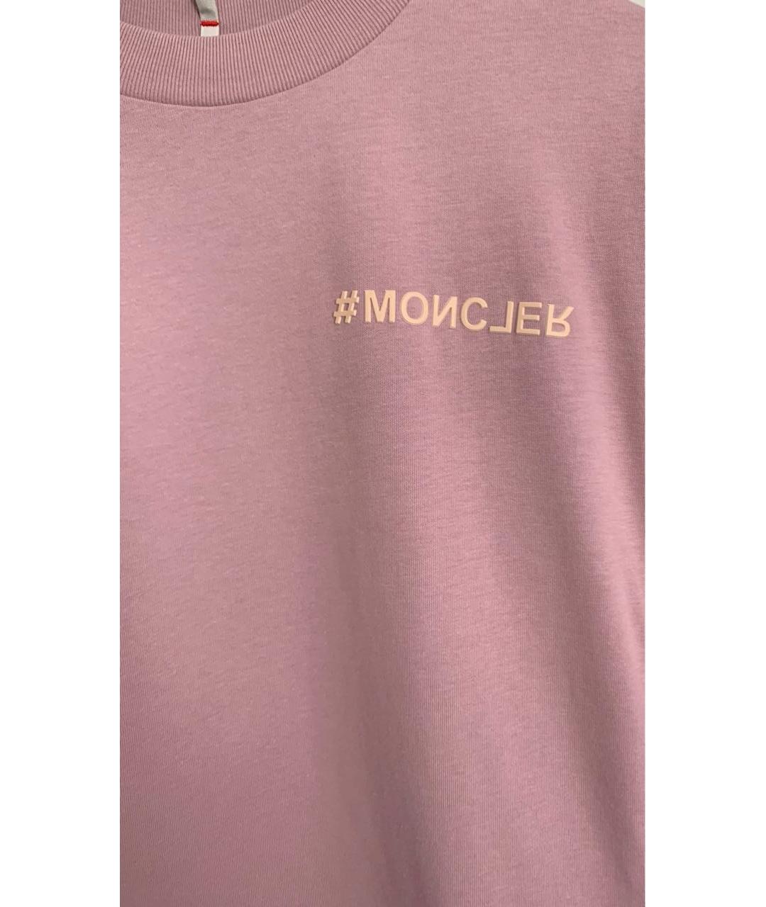 MONCLER Розовая хлопковая футболка, фото 4