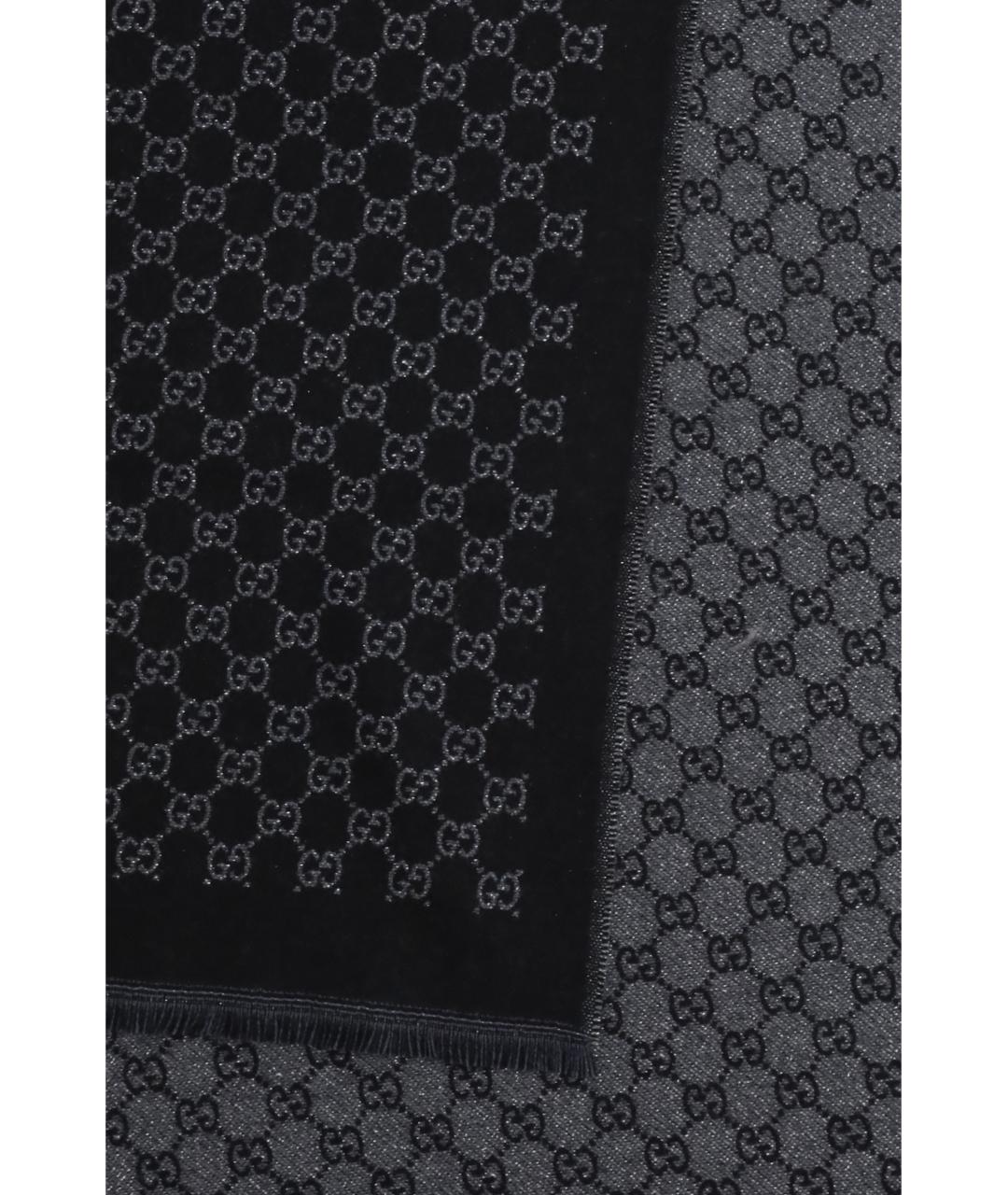 GUCCI Черный шерстяной шарф, фото 3