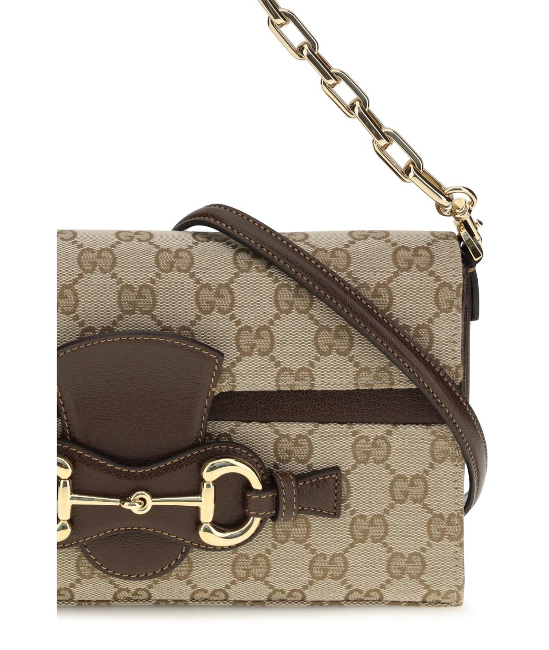 GUCCI Бежевая сумка через плечо из канвы, фото 4